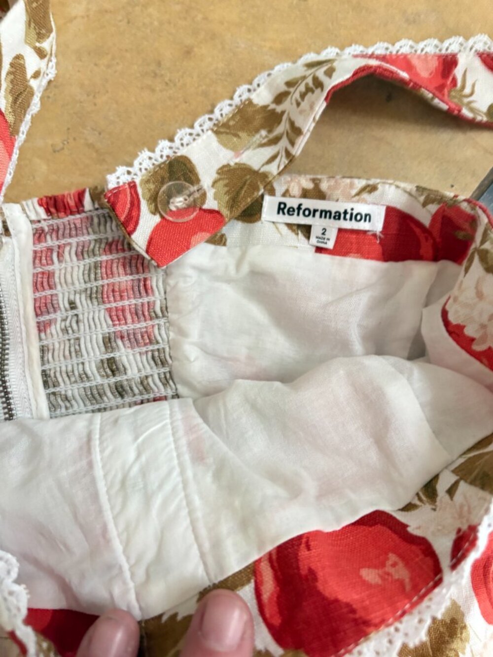 Reformation Tagliatelle Linen Tomato Top - Picture 3 of 3